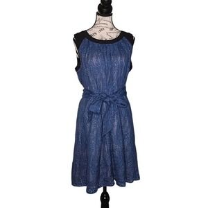 Andrew Marc New York Blue Denim Dress | Size 12 | Sleeveless Workwear Zip Back